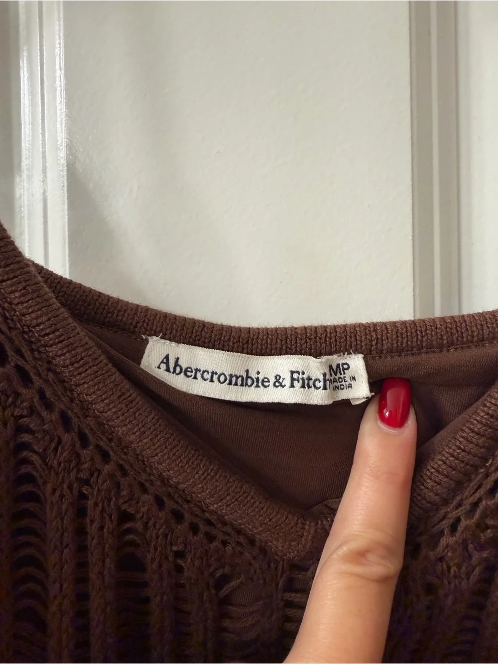 Abercrombie & Fitch Brown Crochet-Style Maxi Dress - Medium Petite